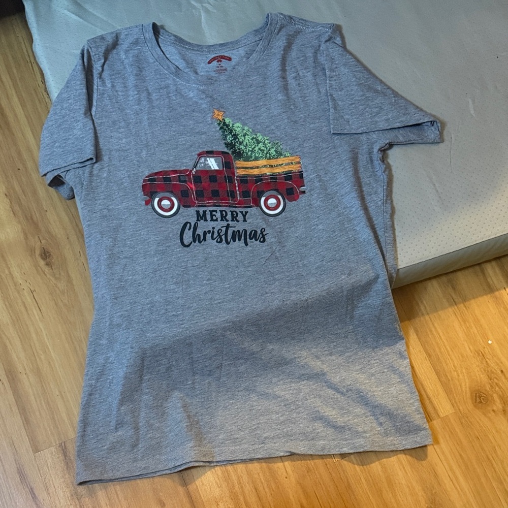 Holiday Time Gray Merry Christmas Tee